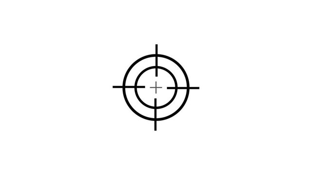 Target icon animation with white background.arrow icon. Military training , Military target icon animation