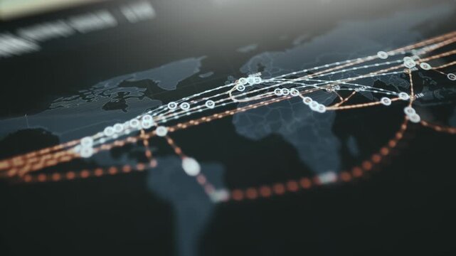 Global Supply Chain Infrastructure Displaying Shipping Routes