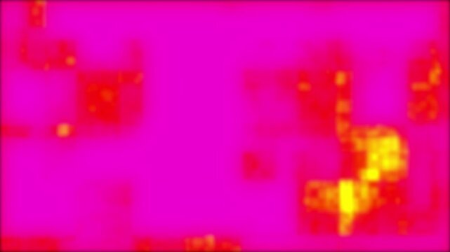 Abstract thermal pattern movement in abstract magenta and yellow hues with subtle shifts for scientific research or data visualization
