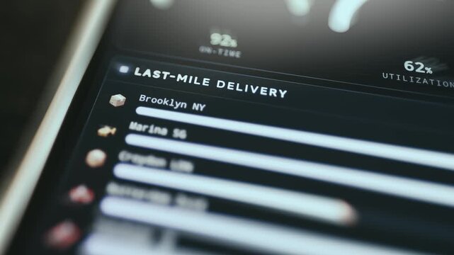 Last-Mile Delivery status trackers for a list of locations, logistics data
