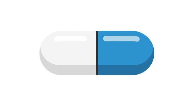 Blue and white capsule pill.