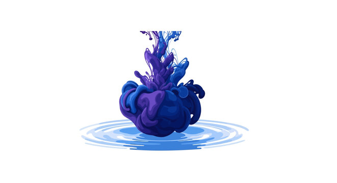 Blue ink drop in water.
