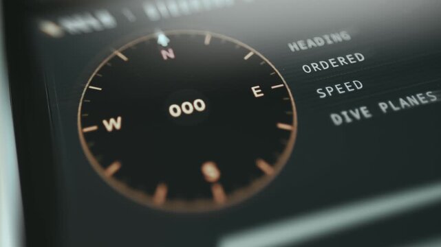 Helm controls of a submarine interface, navigation instrumentation