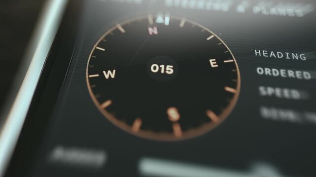 Digital compass showing the current heading