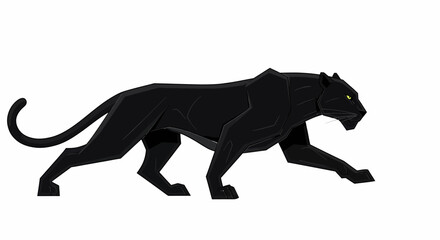 Fototapeta premium Black Panther Walking Silhouette Side View.