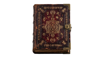 Ancient magic spell book with golden astrological symbols © Chanapat