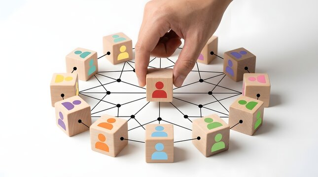 Business management and teamwork concept with human resource network