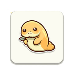Fototapeta premium Cute cartoon sloth holding a leaf vector illustration