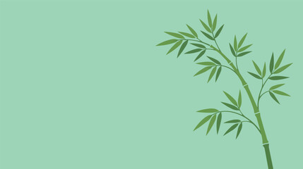 Bamboo stalk with green leaves on soft mint background, minimal flat vector illustration with negative space for nature branding, wellness posters, banners and design. © AbdulRehman