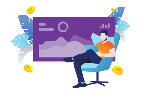 Professional Analyzing Data Insights on a Digital Interface with Coins and Decor