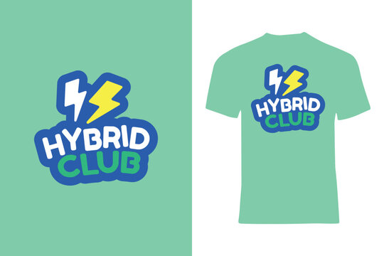 Stylish T-Shirt with Bold Hybrid Club Lightning Logo Design