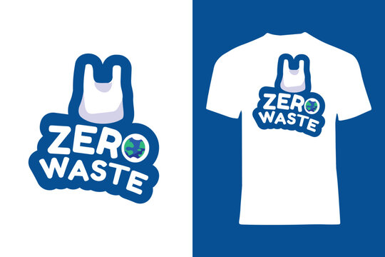Zero Waste Eco-Friendly T-Shirt Design with Recycling Symbol and Earth