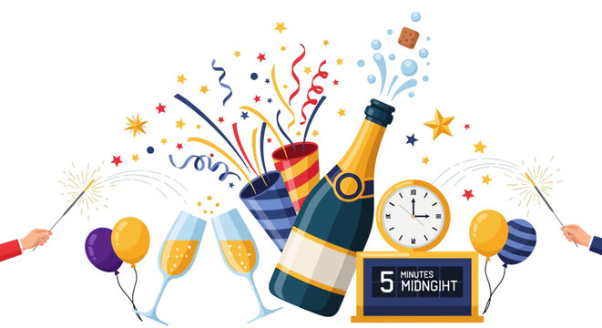 Champagne Bottle and Party Celebration.
