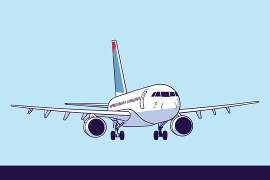 Illustration of a Commercial Airplane on a Minimalist Background