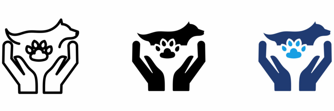 Animal care veterinary clinic icon collections. Containing Paw, Hands, Dog, Protection and more icons.