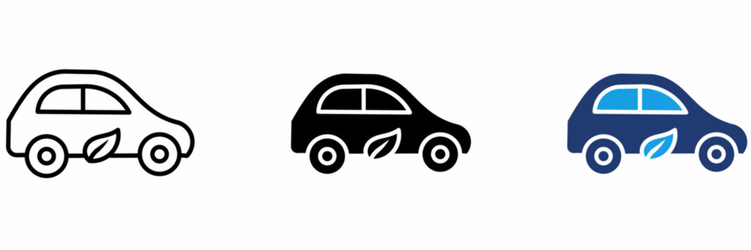 Eco friendly electric car icon collections. Containing Leaf, Vehicle, Green, Transport and more icons.