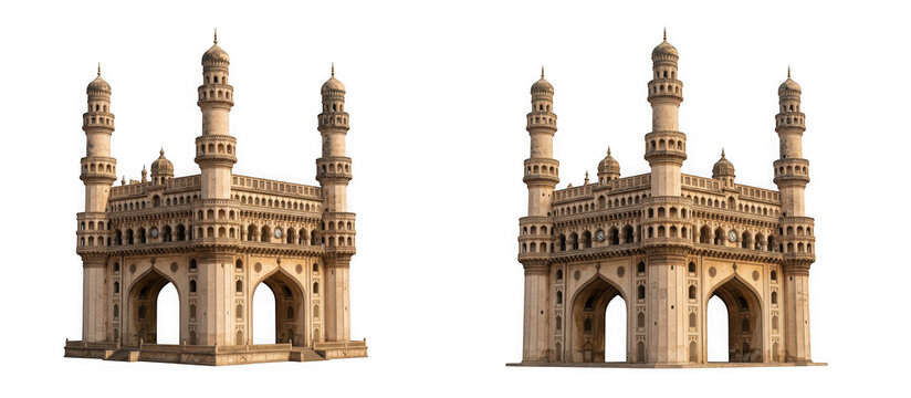 Charminar monument in hyderabad, india isolated on transparent background