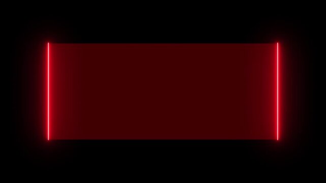Glowing red neon rectangle border on black background. Neon rectangle border abstract bright. Professional neon rectangle border for futuristic framing and digital display panel art.