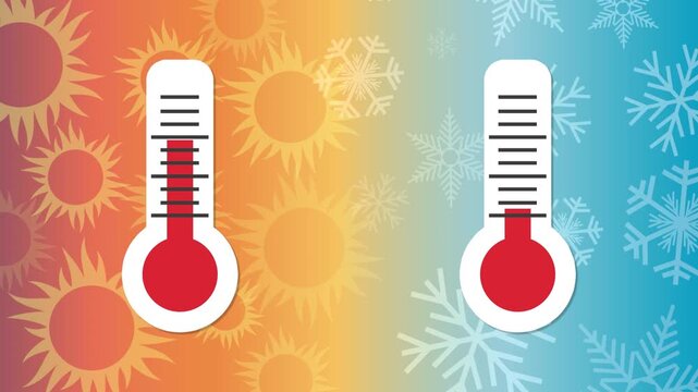 Thermometers showing hot and cold temperature difference