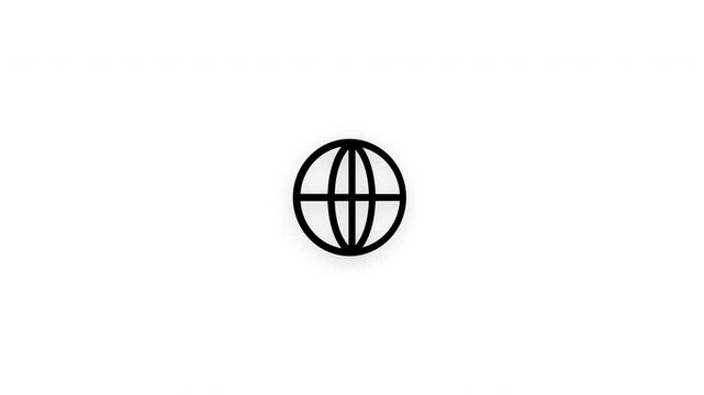 Premium globe line icon animation with smooth reveal and seamless loop. Suitable for global communication, travel, geography, international business, and world concepts.