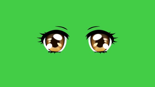 Animation the eyes showed happiness on green background.