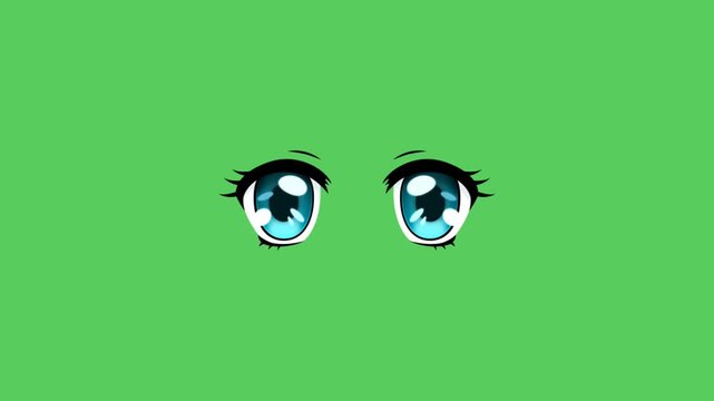 Animation the eyes showed happiness on green background.
