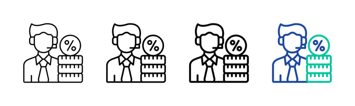 Commission Agent Icon Collection Different Style Outline