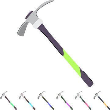 shovel pickaxe cartoon. pickax pickaxe, rock chisel, silhouette pictogram shovel pickaxe sign vector