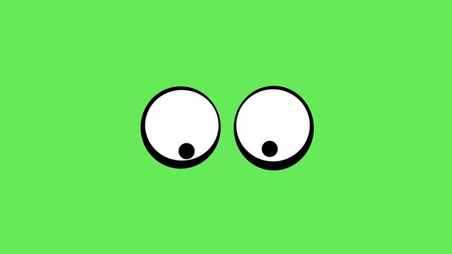 Animation eyes showed bewilderment on green background.