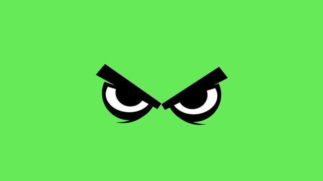 Animation the eyes showed anger on green background.