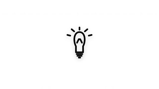 Premium light bulb line icon animation with smooth reveal and seamless loop. Ideal for ideas, innovation, creativity, brainstorming, learning, and business concepts.
