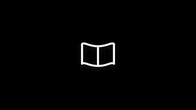 Premium open book line icon animation with smooth reveal and seamless loop. Perfect for education, reading, learning, literature, knowledge sharing, and academic content.