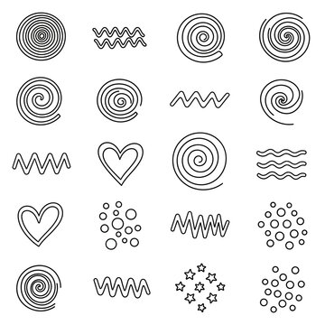 Abstract minimal graphic design elements set, line art