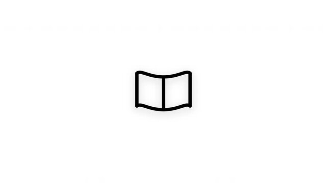 Premium open book line icon animation with smooth reveal and seamless loop. Perfect for education, reading, learning, literature, knowledge sharing, and academic content.