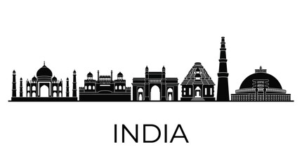 Obraz premium India Skyline Silhouette - Iconic Landmarks Collection