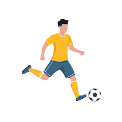 Obraz premium Flat illustration of soccer player kicking a ball