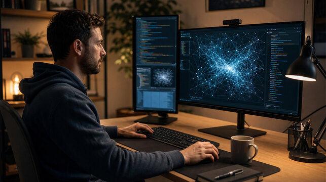 Developer Working With AI Coding Assistant