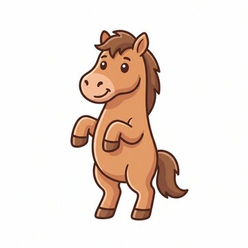 Cartoon vector icon illustration of a cute standing horse animal and nature icon concept