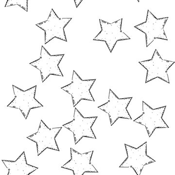 seamless pattern brightness star hand drawn. space galaxy, universe shine, glow twinkle brightness star black sketch illustration