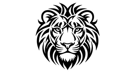 Fototapeta premium Minimal Lion Face Black and White Symbol Design