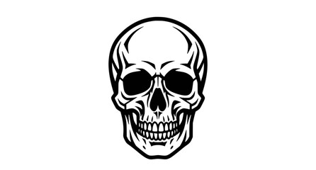 Fototapeta premium Black and White Human Skull Minimal Graphic Design