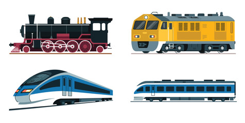 Train Vector Icons for Label, Brand Mark, Sign, Poster, Transportation, and Railway Design Applications © RIFAT01