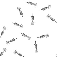 Fototapeta premium seamless pattern Corkscrew illustration forming a traditional wine bottle shape with dot texture, representing kitchen tools, bar accessories, and the concept of opening drinks in a classic style