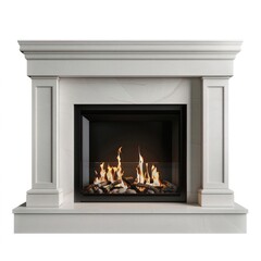 Obraz premium Elegant marble fireplace with flames