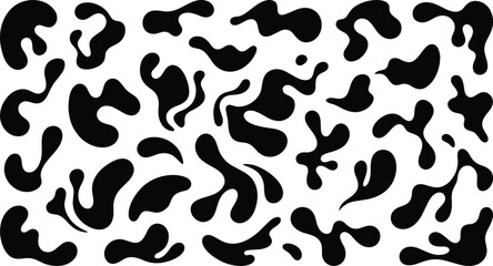 Collection of abstract black organic fluid blobs and camouflage shapes isolated on white background © Radongo