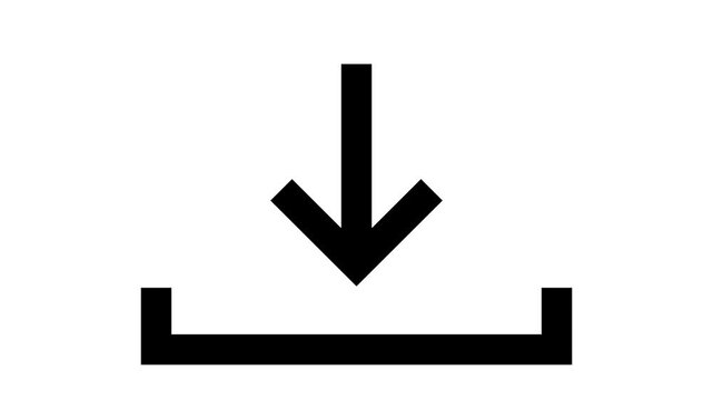 Download Button Motion Graphics on Black Background, Download Symbol with Clean User Interface Design, Download Icon Animation with Minimal White Symbol 4K Seamless Loop