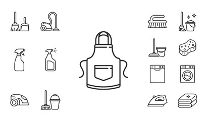 Fototapeta premium Cleaning Apron Icon Editable Stroke Housekeeping Uniform Line Vector for Web App Interface Collection