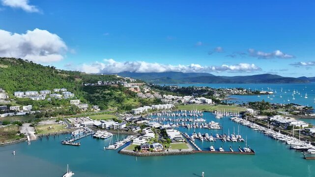 Spectacular cinematic aerial footage of Airlie Beach Whitsundays Queensland Australia