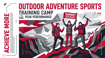 Obraz premium Outdoor Adventure Sports Training Camp Peak Performance Summit Achievement