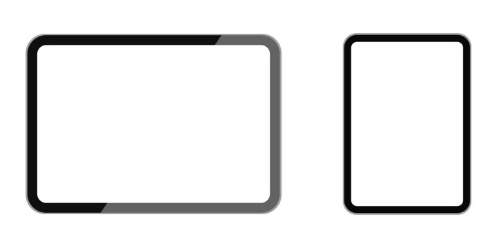 Modern tablet computer mockup with blank screen. Vector illustration and transparent png